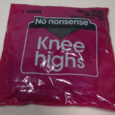 No Nonsense Knee Highs Sandalfoot J70 Nylons / Pantyhose 1 Pair Wide Band Black.